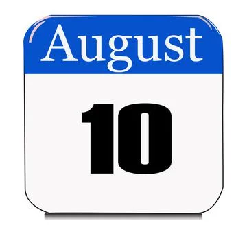 Calendar web button - The tenth of August, three-dimensional rendering, 3D il Stock Illustration