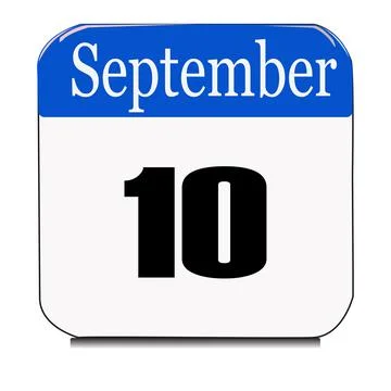 Calendar web button - The tenth of september, three-dimensional rendering, 3D Stock Illustration