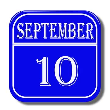 Calendar web button - The tenth of september, three-dimensional rendering, 3D Stock Illustration
