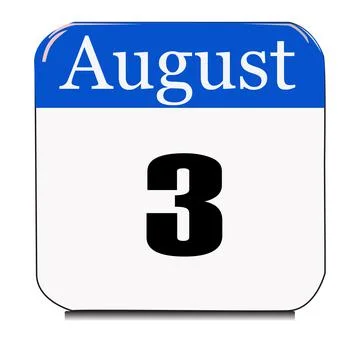 Calendar web button - The third of August, three-dimensional rendering, 3D il Stock Illustration