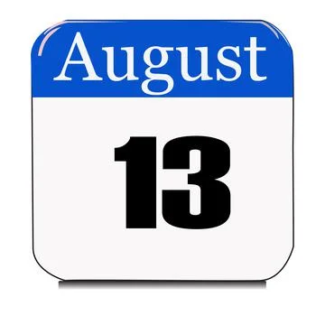 Calendar web button - The thirteen of August, three-dimensional rendering, 3D Stock Illustration