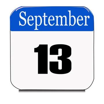 Calendar web button - The thirteen of september, three-dimensional rendering, Stock Illustration