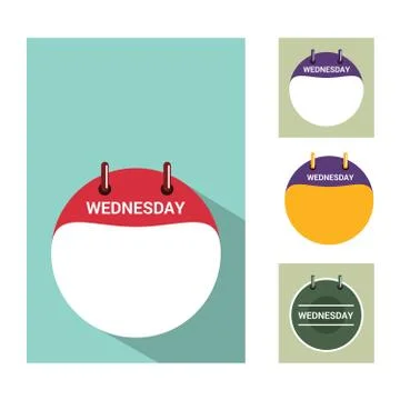 Calendar For Wednesday flat design Stock Illustration