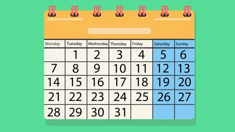 A calendar in which numbers are marked Stock-Footage 96676253