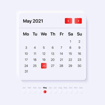 Calendar widget template. UI, UX, GUI layout for mobile and web application Illustration