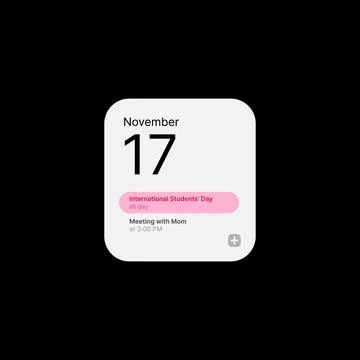 Calendar Widget UI Concept on Black Background. Social Media Illustration. Month Stock Illustration