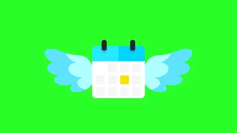 Calendar with Wings Symbolizing Passing Days and Fast Time Video stock 319918375