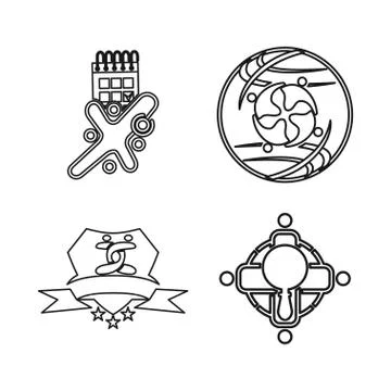 Calendar world shield Commitment Teamwork Together Outline Logo Illustrazione stock