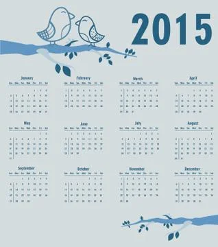 Calendar for year 2015 Stock Illustration
