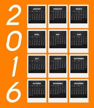 Calendar for the year 2016 Stock Illustration