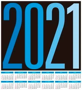 Calendar for year 2021, in vector format. Stock Illustration