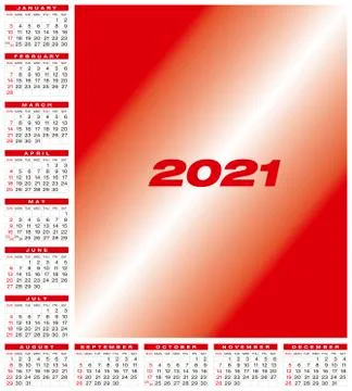 Calendar for year 2021, in vector format. Stock Illustration