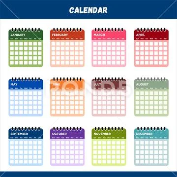 Calendar. Year calendar. Month. Year. Monthly calendar. Colorful