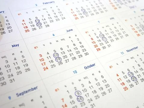 Calendar year plan page ,agenda or appointment concept background Stock Photos