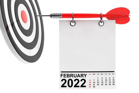 CalendarFebruary 2022 with Target. 3d Rendering Stock Illustration