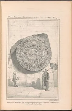 Calendario Azteca, opp. p. 507. Rivera Cambas, Manuel, 1840-1917. Illustra... Stock Photos