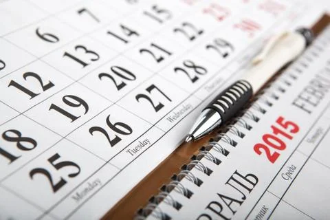 Calendars laid on the table Stock Photos