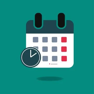 Calender and clock icon, schedule concept vector illustration Stock Illustration