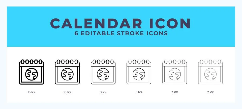 Calender icon with different stroke. Editable stroke. Vector illustration. Stock Illustration