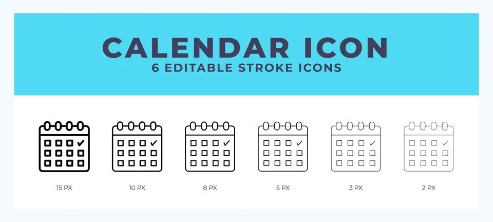Calender icon illustration vector with editable stroke. Stock Illustration