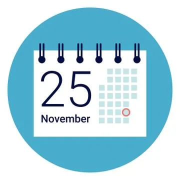 Calender Icon On Round Blue Background Stock Illustration