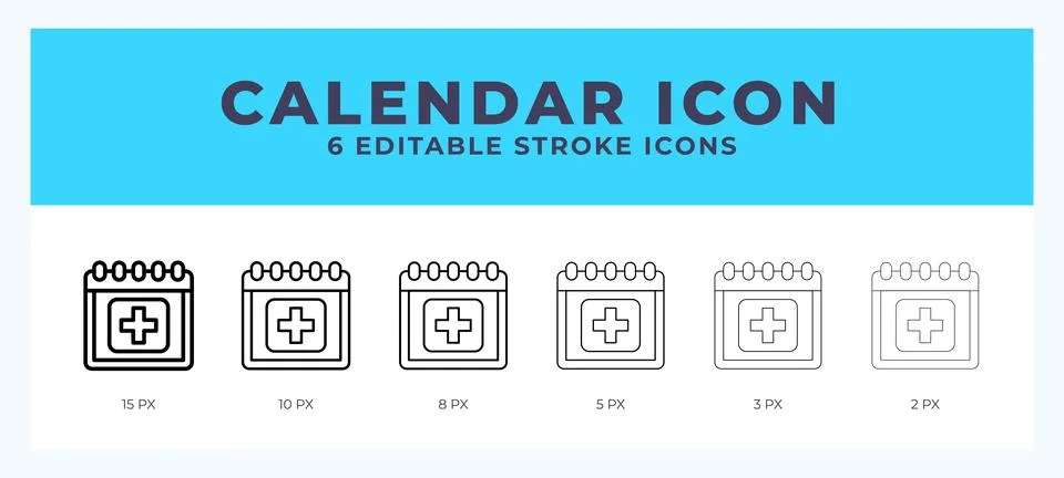 Calender icon set with different stroke. Design elements for logo. Vector i.. Stock Illustration
