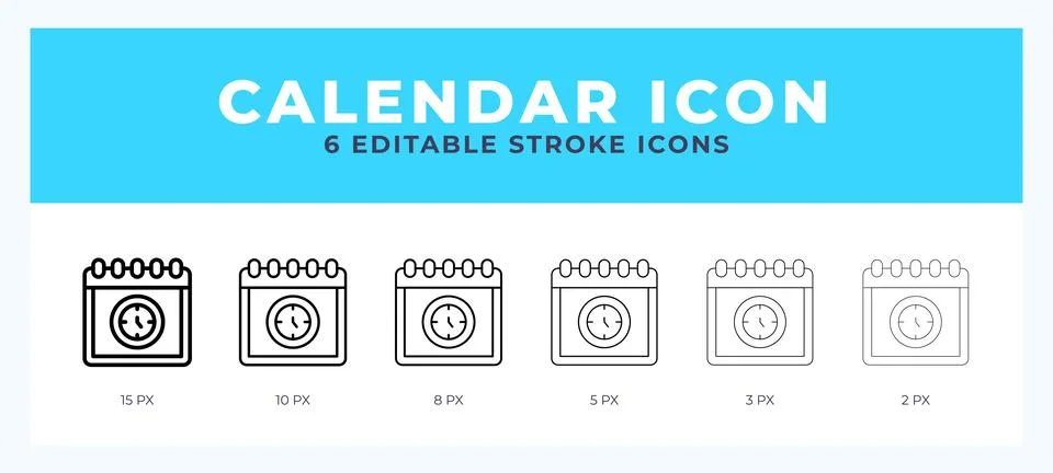 Calender icon set with different stroke. Design elements for logo. Vector i.. Stock Illustration