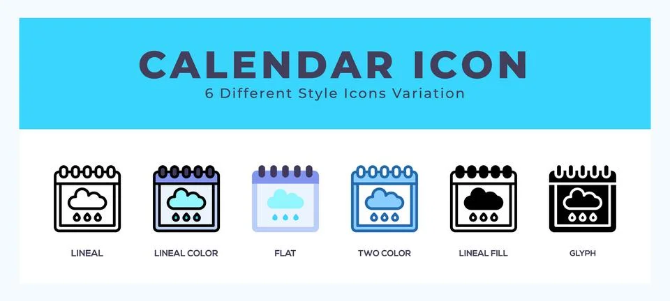 Calender icon set with different styles. Design elements for logo. Vector i.. Stock Illustration