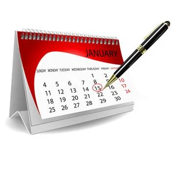 Calender with pen Illustrazione stock