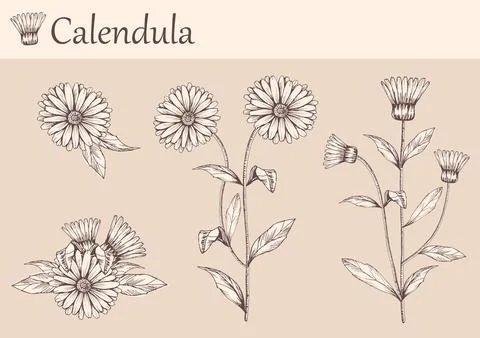 Calendula flowers Stock Illustration