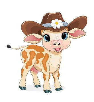 Calf with a cowboy hat Stock Illustration