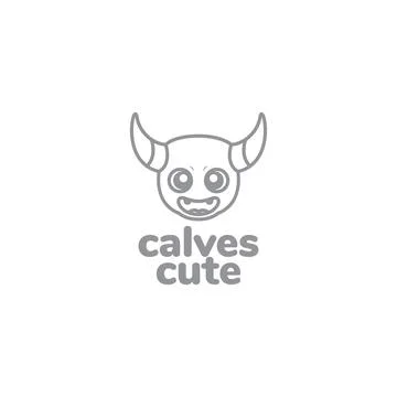 Calf cute face logo design Stock Illustration