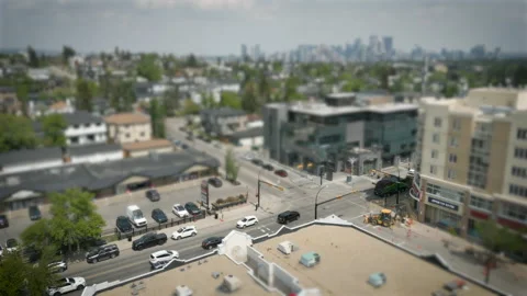 CALGARY, AB – 05/25/2023: Tilt-Shift of Marda Loop Community, 4K Video stock 246725655