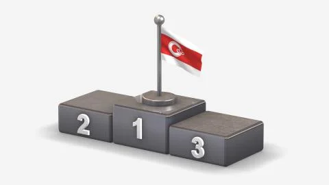 Calgary  Alberta 3D waving flag illustration on winner podium. Stock Illustration