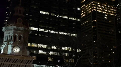 Calgary - Alberta Canada - Downtown - Night - 30P - UHD 4K Stock Footage 47766488