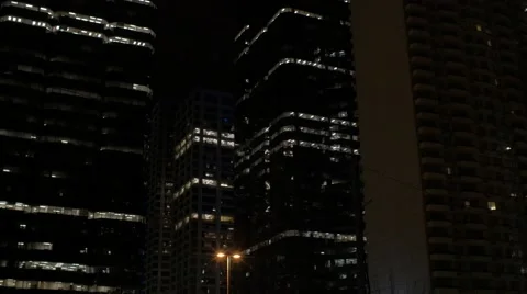 Calgary - Alberta Canada - Downtown - Night - 30P - UHD 4K - Flat Stock Footage 47767058