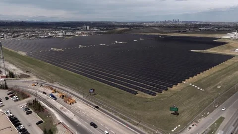 Calgary, Alberta, Canada. May 24,2026. Renewable Energy Solar Farms Stock Footage 335740054