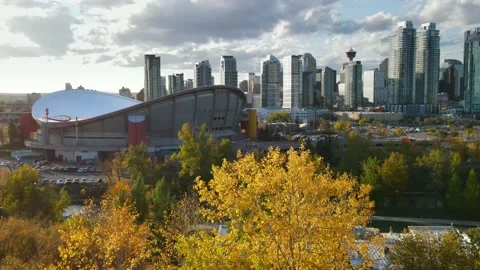 Calgary City center Arial drone view. Stock Footage 200665299