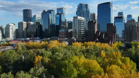 Calgary City center Arial drone view.  Stock Footage 200665826