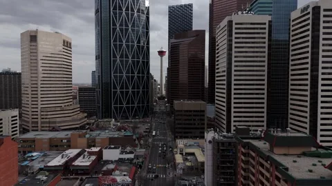 Calgary Downtown, Alberta, Canada, May 26,2026, Push Forward shot Видео 336354738