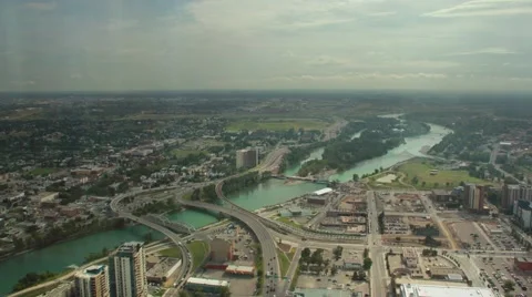 Calgary Downtown Timelapse - Looking North East from Above 스톡 동영상 40614016