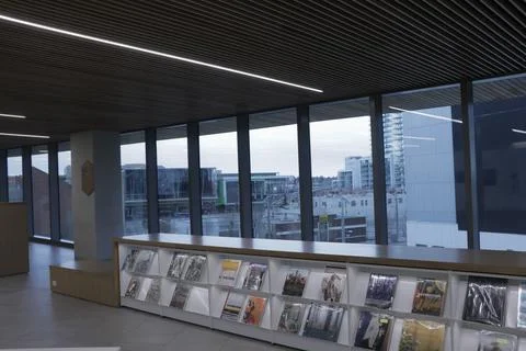 Calgary Library Windows 스톡 사진