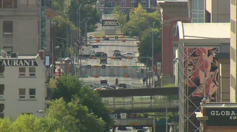 Calgary - Long shot of downtown Stock Footage 30312982