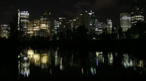Calgary night reflection Stock-Footage 11495566