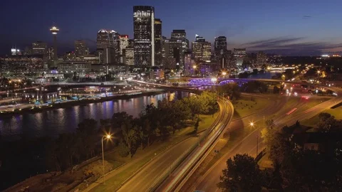 Calgary Night Timelapse 4K Video stock 84078953