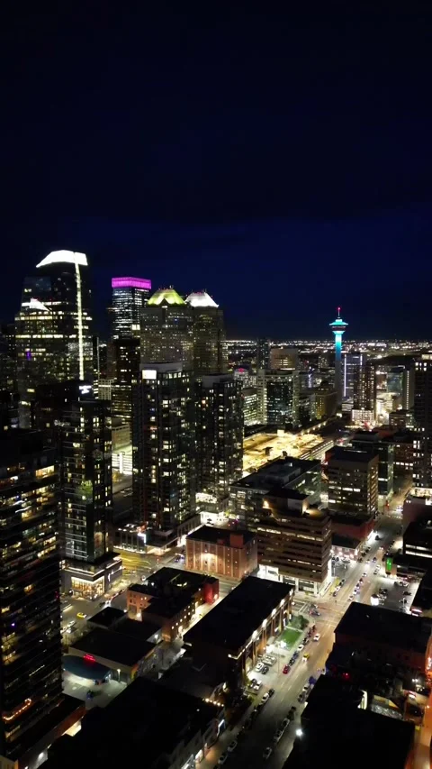 Calgary at night video shoot Stock Footage 315628117