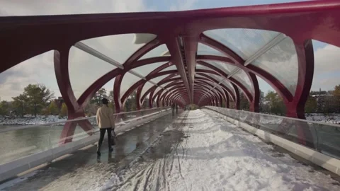 Calgary Peace Bridge Stock Footage 142653566