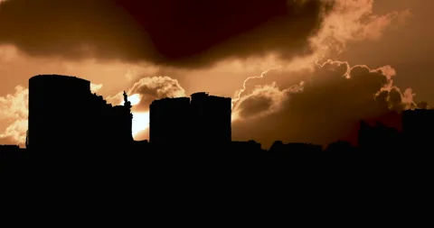 Calgary province of Alberta Silhouette Cloudy Sunset Timelapse Stock Footage 287109957