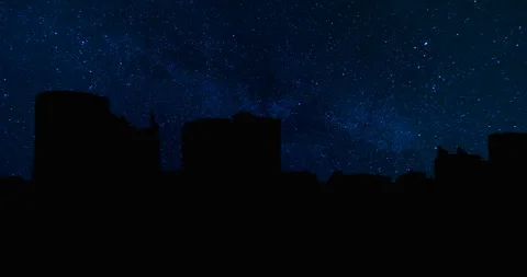 Calgary province of Alberta Silhouette Moving Stars at Night Timelapse Stock Footage 287110619
