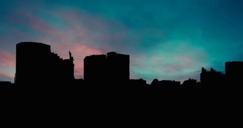 Calgary province of Alberta Silhouette Red Sky at Dusk Timelapse Stock Footage 287109908